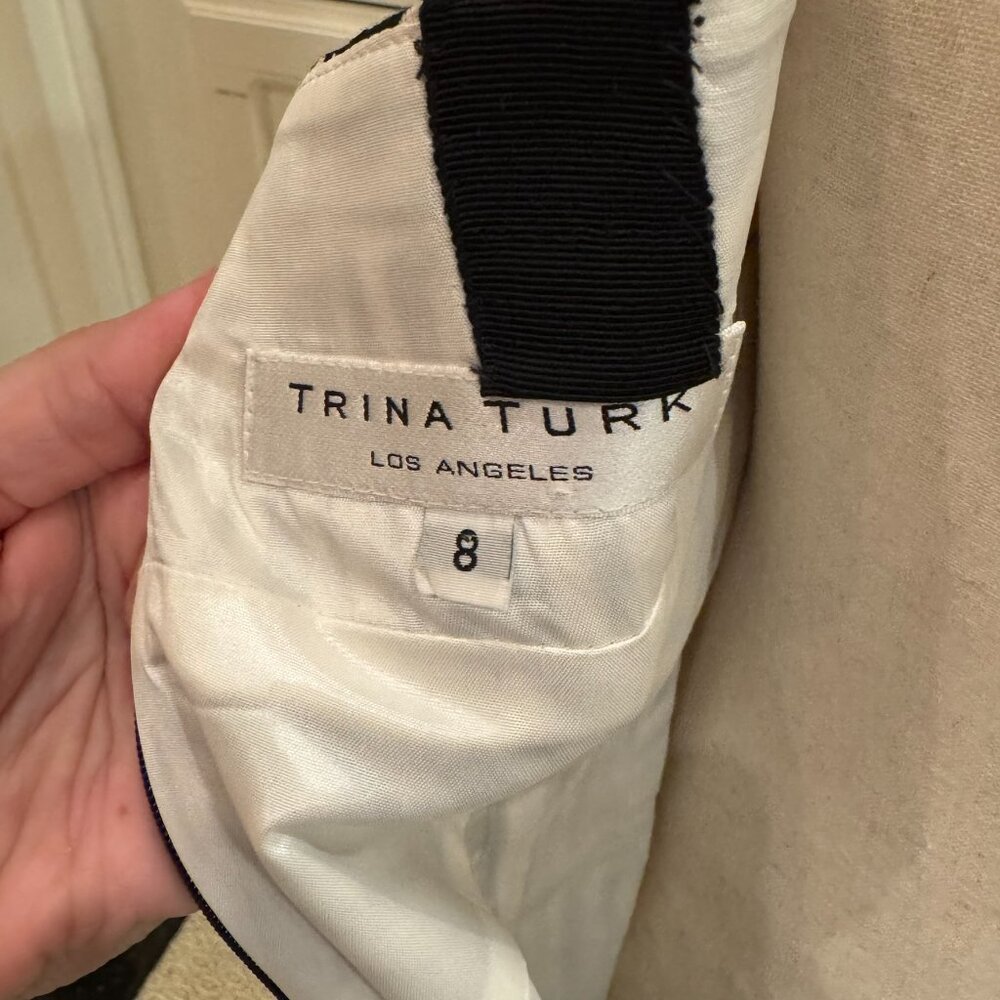 🖤🤍 Trina Turk Los Angeles Black & White Geometric Print Bodycon Dress – Size 8 - Picture 9 of 12